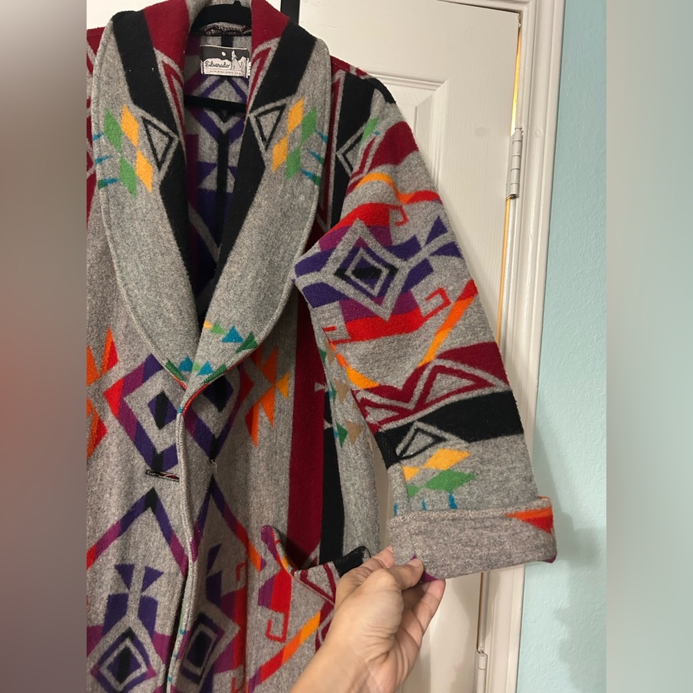 Silverado Gray Geometric Patterned Wool Coat - image 6